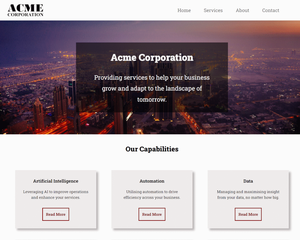 Acme Corporation Website Screenshot